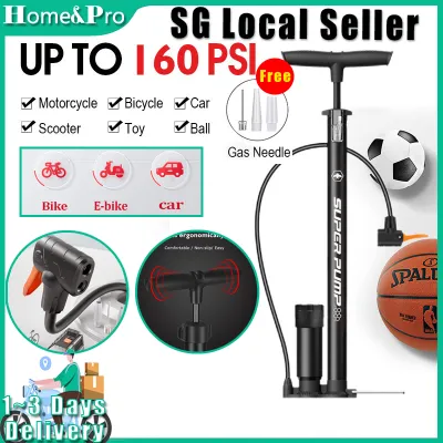 🚚SG Fast Delivery📦3 IN 1 Bicycle Floor Pump 160 PSI High Pressure Tire Inflator with Barometer Multifunction Presta & Schrader Valves Air Pump Motorcycle Pump children day gifts