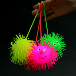 Elastic Hairy Puffer Flashing Balls with Lights Stress Reliever Toys