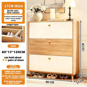 80/100/120CM Shoe Cabinet Wooden Flip Shoe Rack Organizer Family Storage Shoe Cabinet Organizer Ultra Thin Flip Bucket Organize Large Capacity Living Room/Apartment/Bedroom Entrance Shoe Cabinet