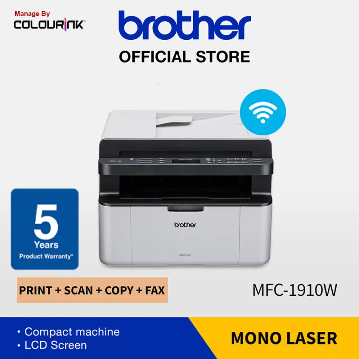 Brother MFC-1910W All in One Wireless Mono Laser Printer | Compact | LCD Screen| Scan,Copy,Fax