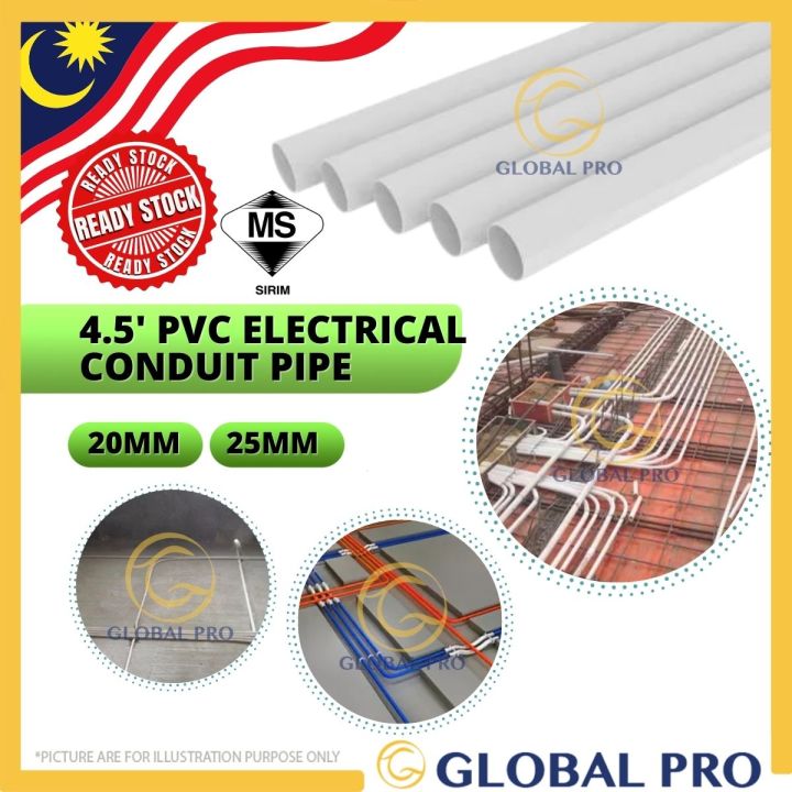 Sirim 4.5 Feet Pvc Electrical Conduit Pipe 20mm 3 4'' 25mm 1'' High 