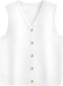 Zeagoo  Womens Sweater Vest  V  Buttoned Collar Shirt Fashion Knitted Sleeveless Cardigan Top  S-XXL