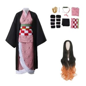 Demon Slayer cosplay costume Clothes Anime Kimetsu no Yaiba Cosplay Tanjirou/Nezuko/Zenitsu/Shinobu Suit Full set