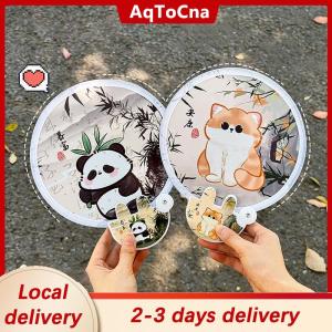 [COD] AqToCna Ship within 24 hours Portable Cartoon Folding Fan Kawaii Creative Foldable Fan Cool Summer Hand Fan Flying Disk Pocket Cloth Fan Gifts For Kids