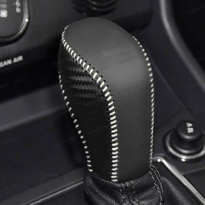 Carbon Fiber Leather Car Gear Lever Shift Knob Cover For Volkswagen Vw