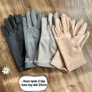 Găng tay chống nắng bao tay chống nắng vải thun 2 lớp nhiều màu dài 25cm