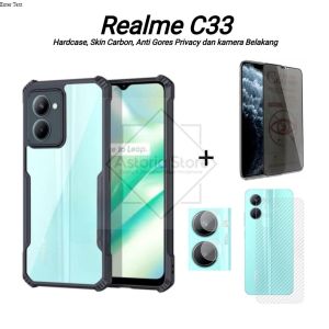 Paket 4in1 Case Realme C33 Privacy Hardcase Armor Transparant
