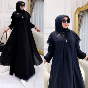 Dress Kondangan Wanita Elegan Terlaris KARIN DRESS CRINKLE MIX CERUTY SIZE M L XL PB 137 CM BUSUI
