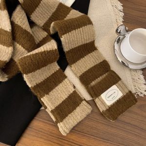 MARGETT Korean Style Y2K Striped Scarf Knitted Harajuku Long Striped Scarves Multicolor Outdoor Stripe Shawl Girl