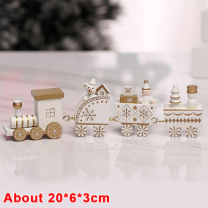 【\ud83d\udd25Low Price】Wooden Train Christmas Ornaments Santa Cake Decoration Merry Christmas Navidad New Year Party Table Decoration Kids Gifts Toys