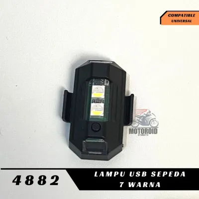 LAMPU PESAWAT 7 WARNA USB SEPEDA DRAG DEPAN BELAKANG KEDIP CHARGE SUPER TERANG