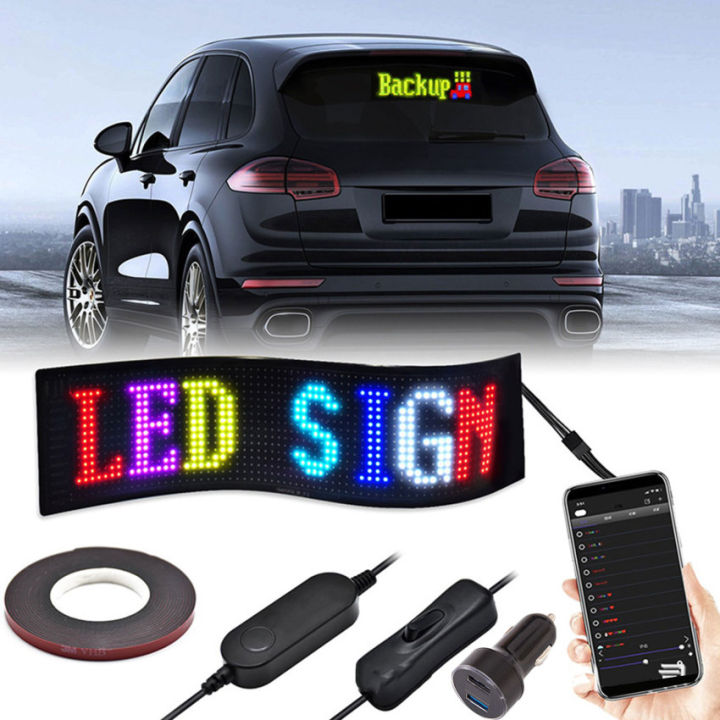 Car Rear Window Sign Advertising LED RGB Panel Bluetooth Phone APP Control Flexible Display