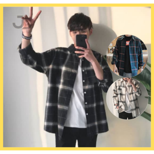Mens Long-sleeved Shirt Korean Style Shirt Baju Lelaki Kemeja