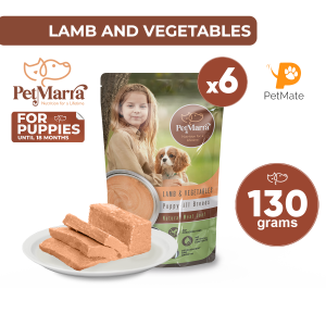 PetMarra Natural Meat Loaf Puppy Wet Food Pouch up to Ages 18 Months Lamb Vegetables Flavor 130g BUNDLE OF 6 - PetMate