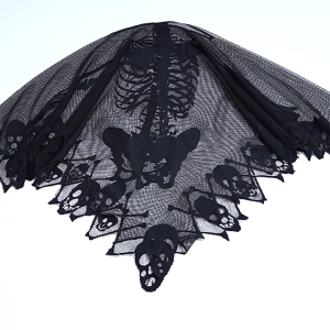 Halloween Theme Party Skull Lace Shawl for Female See Through Skeleton Cape Women Gothic Party Accessories Stage Props