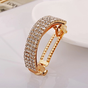 Shiny Crystal Spring Hair Clip Rhinestone Hairpin Women Gold Silver Alloy Barrettes Ponytail Buckle Holder Hairgrip Hair Pins for Girls Hair Accessories