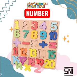 TERATAITOYS - Mainan Edukasi Puzzle Alphabet dan Number / Mainan Belajar Mengenal Angka dan Huruf Puzzle Kayu Huruf dan Angka