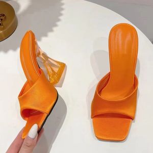[Free Shipping] Summer New Collection: Plus-Size One-Strap Crystal-Embellished Sandals For Women Featuring A Fashionable Mid-Heel And Chunky Heel Design