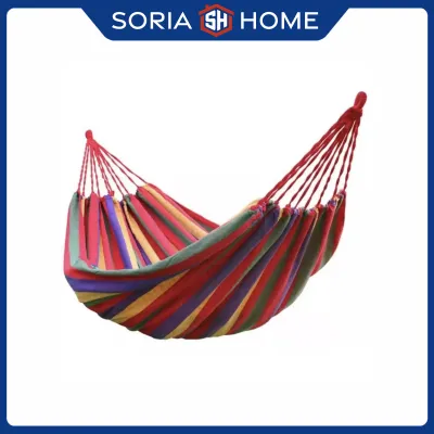 Portable Cotton Rope Hammock Outdoor Camping Folding Bed Extra Large Canvas Swing Chair for Patio Garden Indoor Use