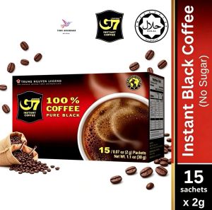 G7 Instant Coffee Pure Black 100% Coffee 15 Sachets 2g Each No Sugar