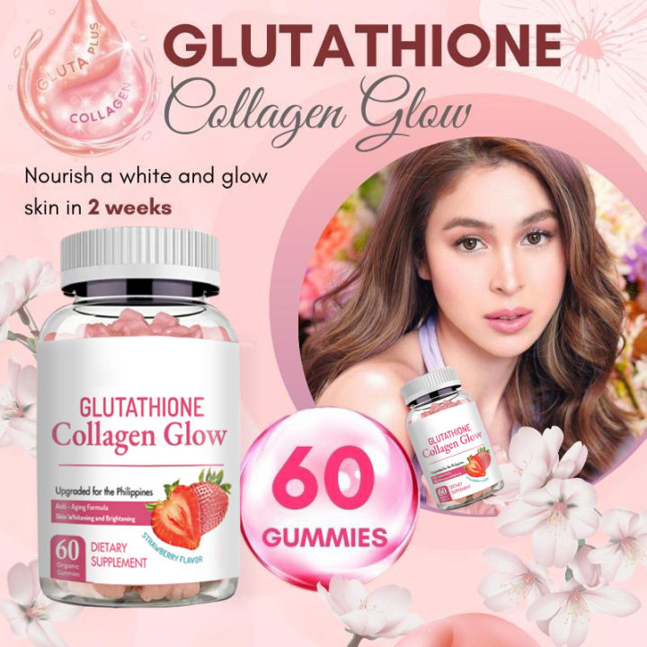 60 caps Glutathione Collagen Glow Gummies Whitening Gummies Anti