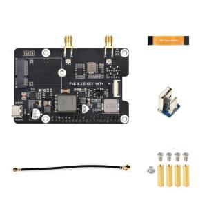 PCIe To M.2 E KEY Adapter Board With Power Over Ethernet Function for RPi 5 M.2 E Key Wireless with SMA Antennas Interfaces