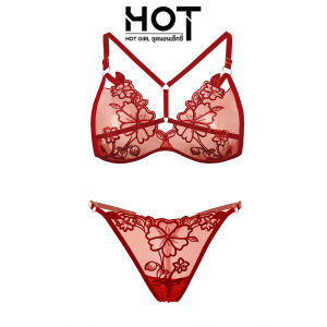 ชุดชั้นในเซ็กซี่ ผ้าซีทรูปักลายดอกไม้ มี5สี
