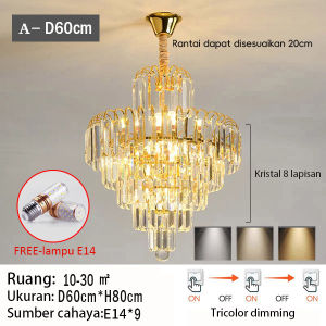Ruang tamu Nordic kristal chandelier kamar tidur dekoratif cahaya LED restoran langit tinggi cahaya rumah tangga