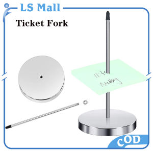 Metal Straight Rod Ticket Fork Round Base Bill Fork Check Ticket Holder Receipts Bill Fork for Restaurant Office