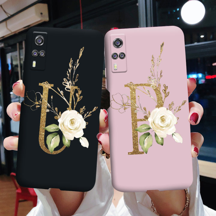 For Vivo Y31 V2036 Case Black Pink Matte Soft TPU Cute Letters Back Cover  For Vivo Y51 V2030 Y51A Phone Casing