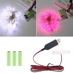 1 Set AA Eliminator Cable with Type-C Converter Adapter Power Supply Wire Cord to Replace for 1-4pcs AA