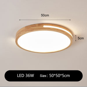 Nordic Wood Ceiling Light Modern Round Ceiling Lamp Indoor Lighting Room Decor Chandeliers For Bedroom Living Room RC Dimming