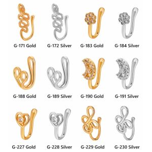 Women and Girls Crystal Nose Cuffs Fake Nose Cuff African Nose Cuff Non-Piercing Nose Ring Cuffs Clip-On Nose Ring h260630