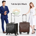 Vali doanh nhân nam 18inch bằng da, bánh xe xoay 360 độ phù hợp làm hành lý xách tay lên máy bay khi đi công tác, vali du lịch 18inch, vali kéo 18inch, vali da 18inch. 