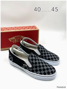 รองเท้าผ้าใบแบบสวม Van Slip on Sz.36-45 Eu ผ้าแคนวาส ตารางขาวดำ ใส่ง่าย ทรงคลาสสิค สลิปออน มีเก็บปลายทาง MTB004