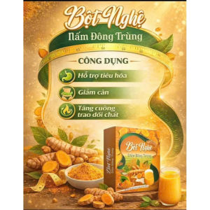 Bột Nghệ Nấm Đông Trùng Hộp 12 Gói Chính Hãng Cao Cấp ✔️️️ Tiêu hóa tốt kiểm soát cân nặng duy trì vóc dáng đẹp da