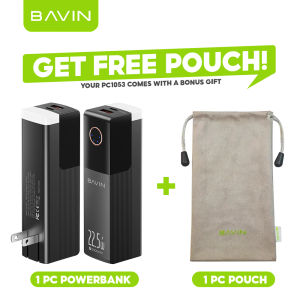 BAVIN PC1053 5000mAh Portable Fast Charging Powerbank (Freebie Pouch) w/ 20W USB-C Input Output 22.5W & AC Plug