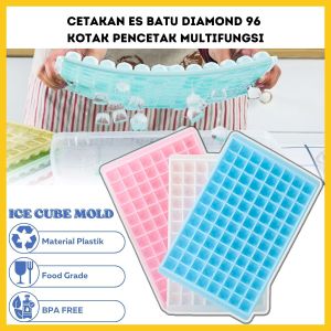 Cetakan Es Batu Kubus Diamond 96 Kotak / Alat Pencetak Puding Agar-Agar Jelly Cokelat Yogurt Food Grade Anti Patah / Ice Cube Plastic Tray Mold 96 Boxes / Wadah Tempat Cetak 96 Sekat Unik Bahan Plastik BPA FREE Multifungsi - GP Mall