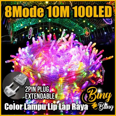 【Bing Bling】2026 Viral【2pin 100M -1000LED | 50M -500LED | 20M -200LED | 10M -100LED 】Lampu Raya Panjang Lip Lap Outdoor Waterproof Lighting Fair String Light Deco Kelap Klip Klip² Kelip² Hiasan Warna Warni