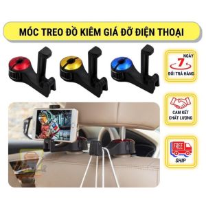 Móc treo đồ ô tô kèm giá đỡ kẹp điện thoại trên xe ô tô gài trước ghế sau tiện lợi chắc chắn Phukienprocare