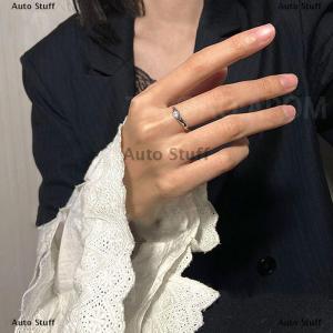 [COD] Auto Stuff แหวนเพทายสีเงินแบบย้อนยุคสำหรับผู้หญิงแหวนคริสตัลแนววินเทจปรับได้แหวนทรงเรขาคณิตแนวพังค์เครื่องประดับสำหรับปาร์ตี้