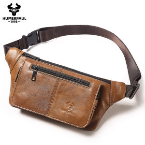 HUMERPAUL Mens Genuine Leather Waist Bag Multi Pocket Chest Bags Adjustable Strap Durable Bum Bag for Daily Travel & Outdoor2026