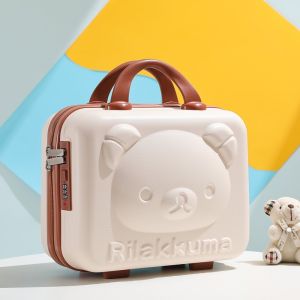 14 Inch 3D Cute Rilakkuma Bear Hard Shell Cosmetic Makeup Organizer Case Cartoon Travel Suitcase Luggage Bag Storage Box