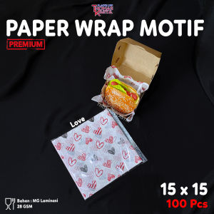 Kertas Nasi Motif 15x15 20x20 30x30 isi 100 Paper Wrap DRAGON PACK Printing Laminasi Food Grade MG