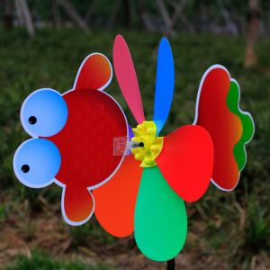 PLNBFG Colorful Cartoon Windmill Three Dimensional Plastic Cartoon Children Toys  Animal Bee Six Colors Windmill Garden Yard Decor