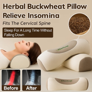 Herbal Buckwheat Neck Support Pillow Adult Cervical Spondylosis Special Pillow Sleep Aid Massage Pillow Straightening Curved Spines