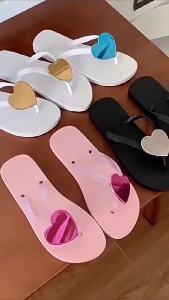 [Free Shipping] WomenS Flip-Flops Outdoor Wear Thick-Soled 2025 New Summer Style Heart-Shaped Design Breathable And Lightweight
