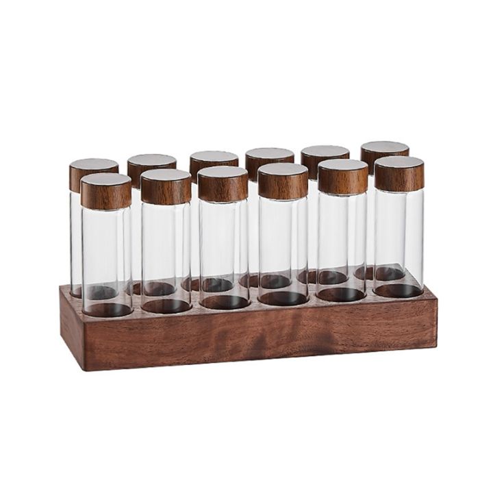 Single Dose Coffee Bean Storage Tubes Coffee Bean Cellar Wooden Display ...