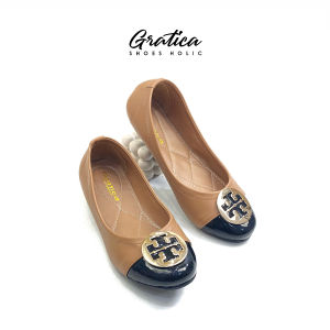 AMELIE Gratica Ballet Flats Wanita Sol Ritsleting Ujung Bulat Warna Pastel