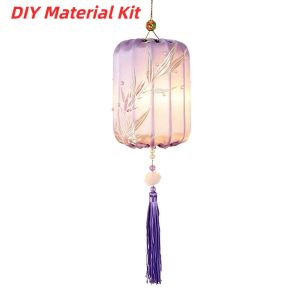 GJURD Handmade Brocade Lantern DIY Traditional Glowing Mid Autumn Craft Chinese Flower Lantern Portable Wooden Lamp Kit Kids